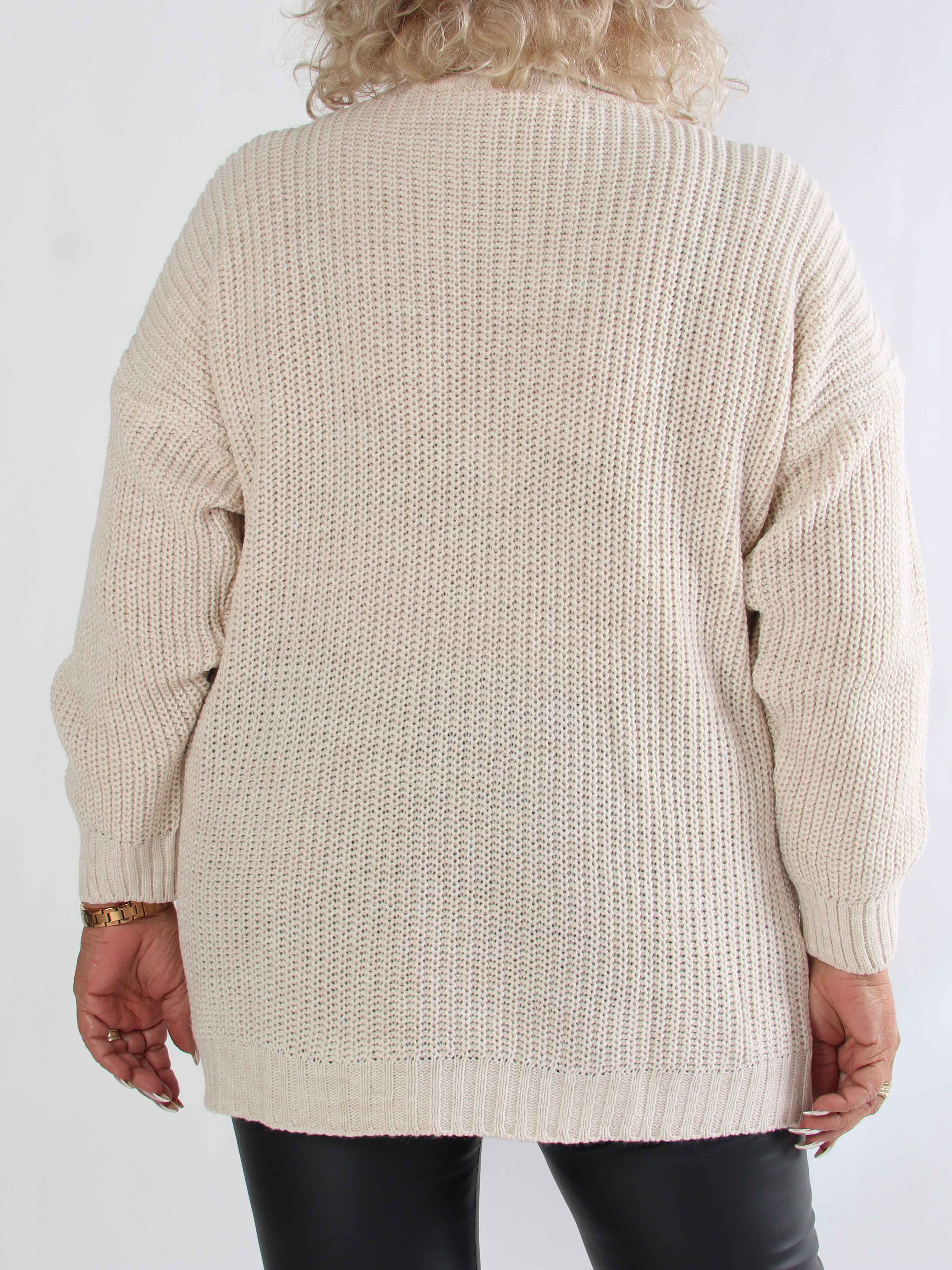 Cindy - Enfärgad mysig stickad plus size tröja med polotröja